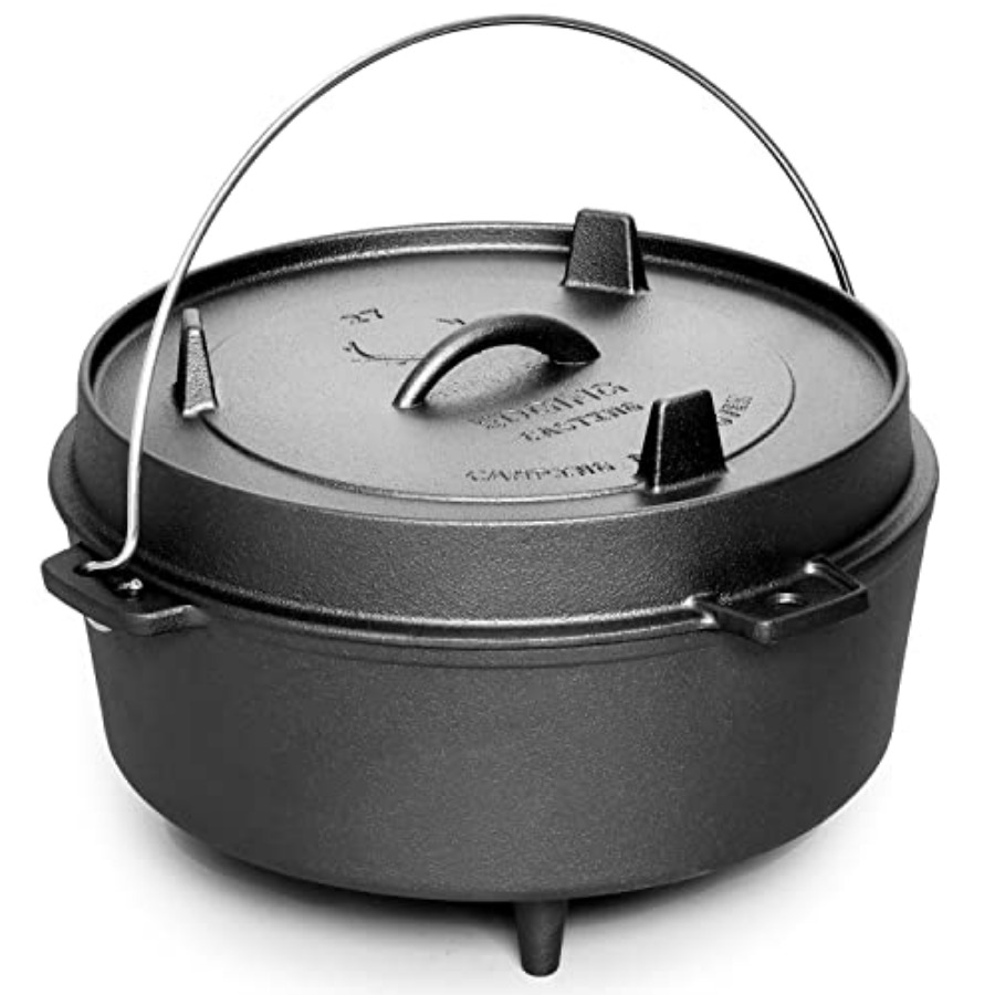 Camping Cooking Dutch Oven - Pre-Seasoned Cast Iron Dutch Oven With