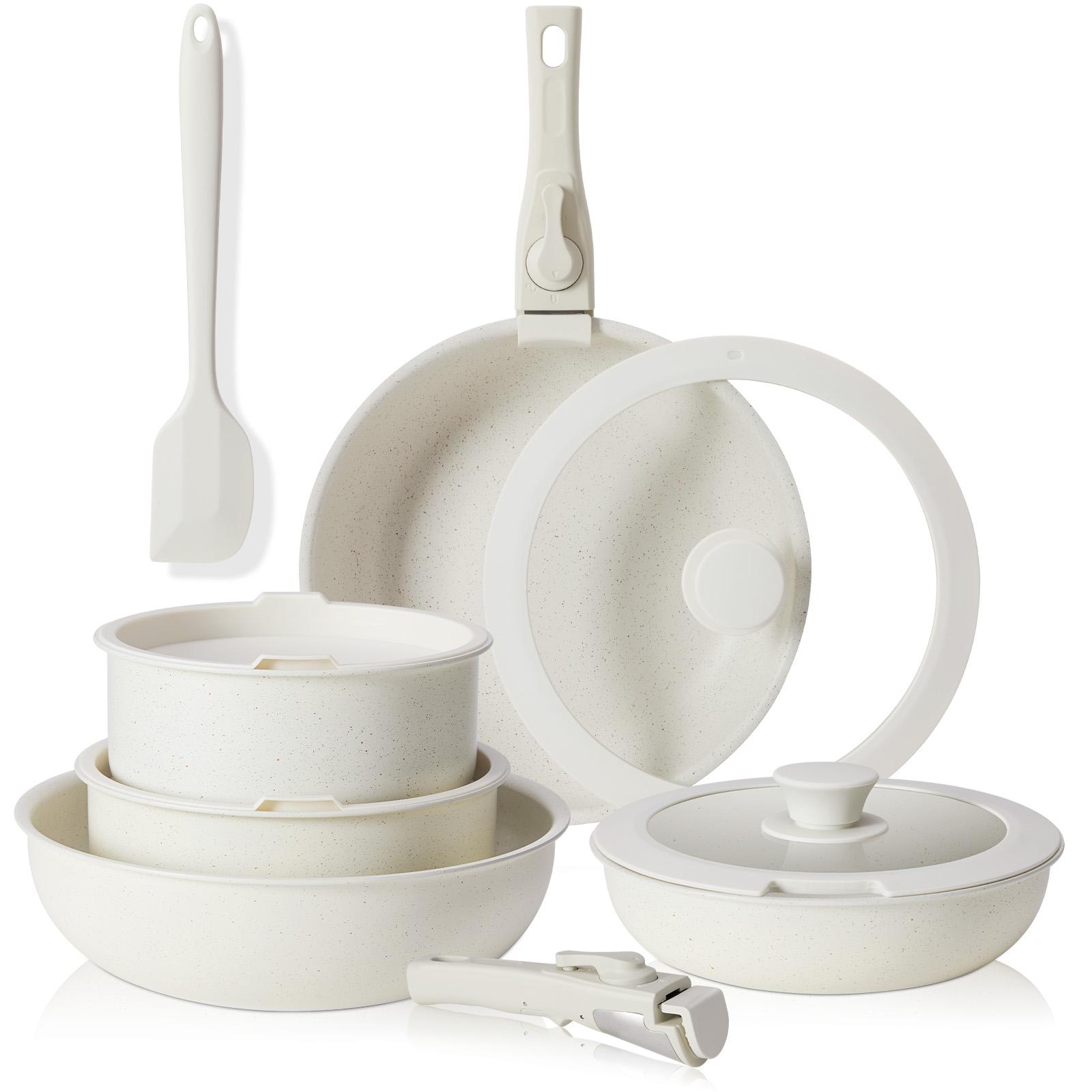 Camping Cooking Set Detachable Handle - 12Pcs Nonstick Pots and Pans Set