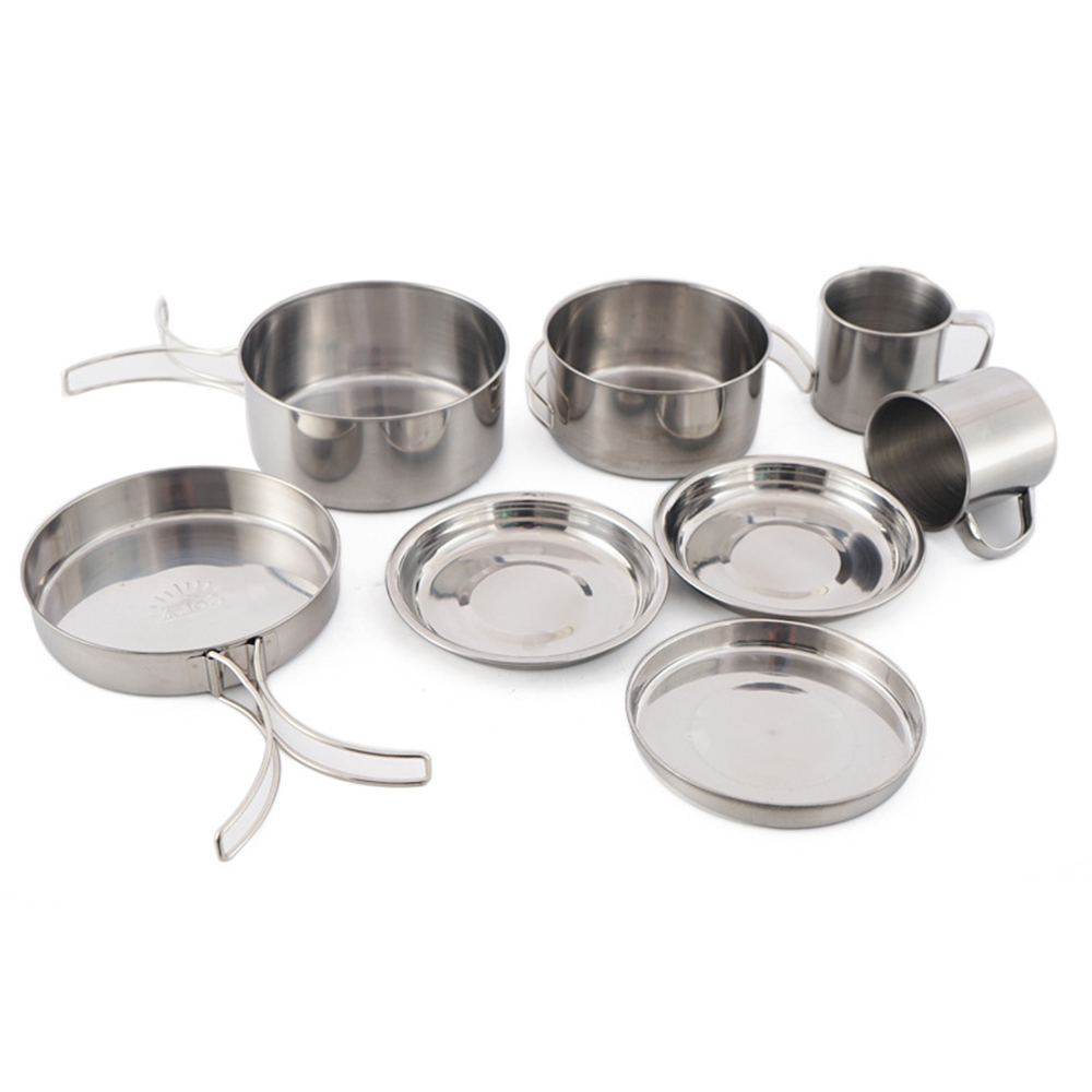 Camping Cooking Hot Plate - 8PCS Stainless Steel Cooking Pot and
