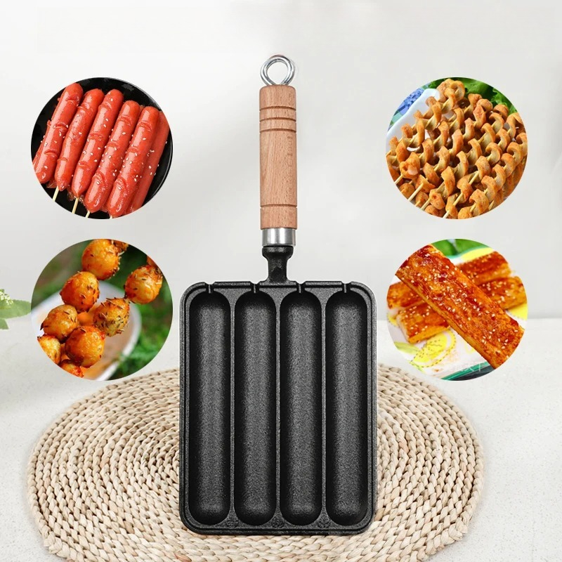 Camping Cooking Hot Plate - Cast Iron Sausage Grill Pan, Outdoor