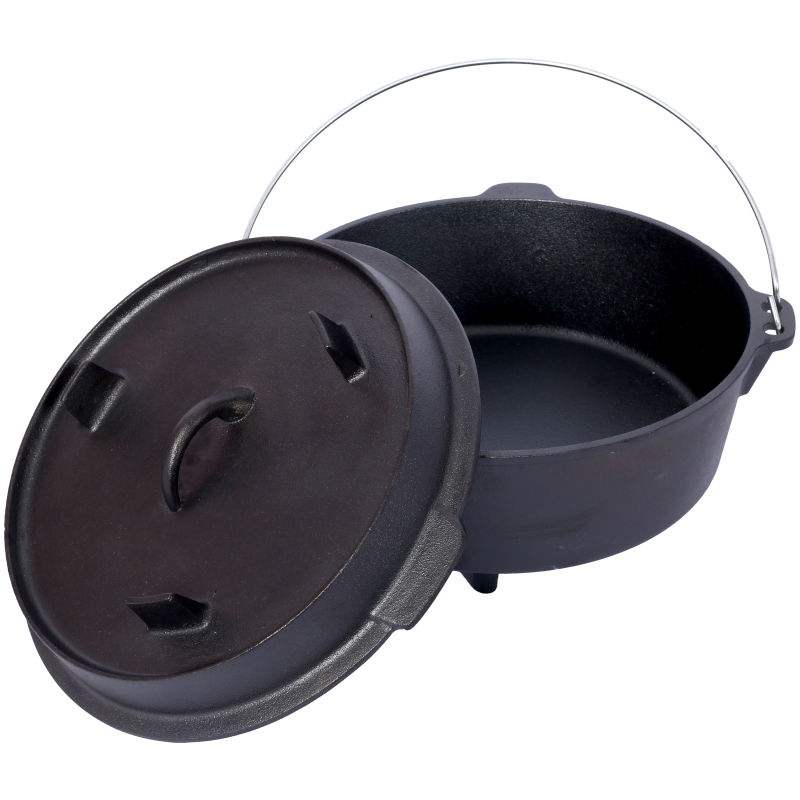 Camping Cooking Dutch Oven - Pre-Seasoned Cast Iron Dutch Oven with
