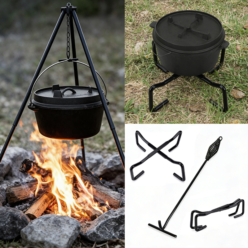 Camping Cooking Dutch Oven - 4-in-1 Folding Pot Stand Camp Dutch