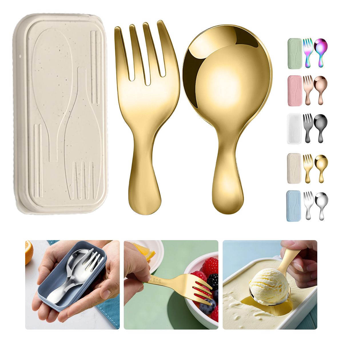 Camping Cooking Bundle - Stainless Steel Tableware Set Spoon Fork