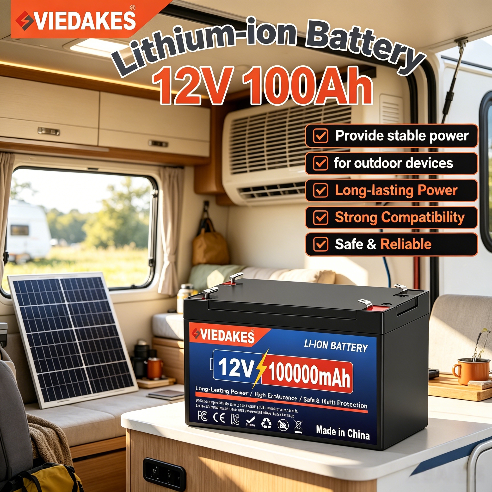 VIEDAKES 12V 100000mAh LiFePO4 - Solar Oven Camp recension och pris