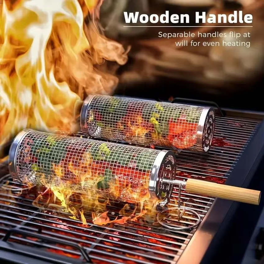 Round Barbecue Grill Basket Se - Camping Cooking Grill recension och pris