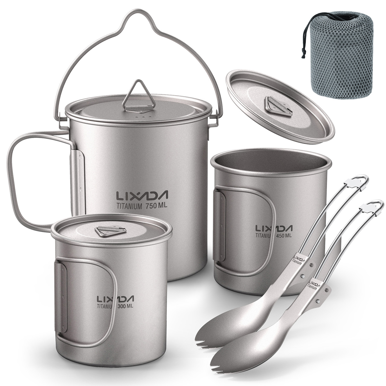 Ultralight 300ml/750ml Titaniu - Camping Cooking Pot With Lid recension och pris