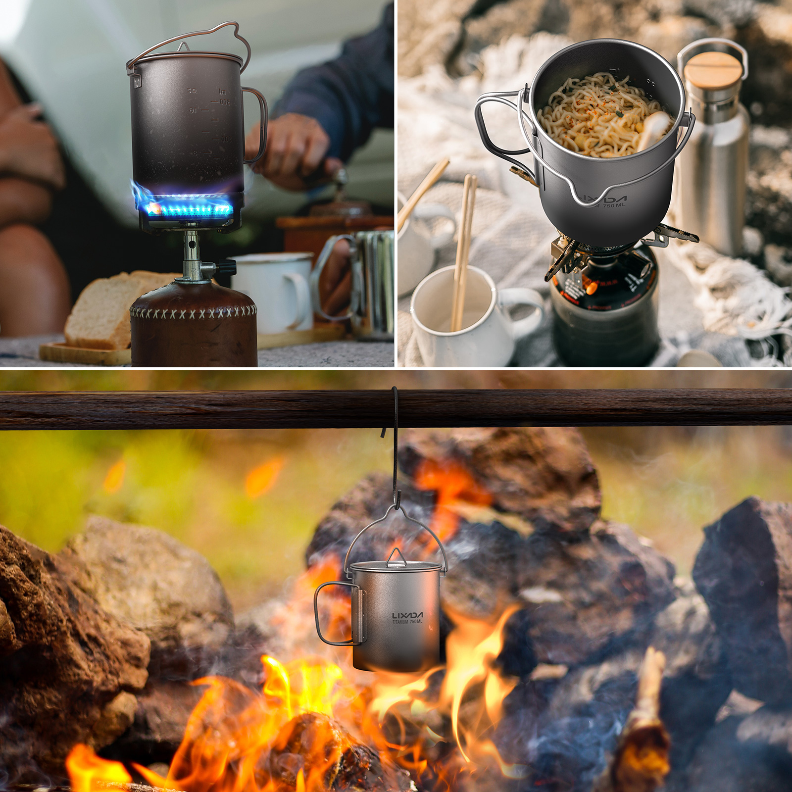 Ultralight 300ml/750ml Titaniu - Camping Cooking Pot With Lid recension och pris