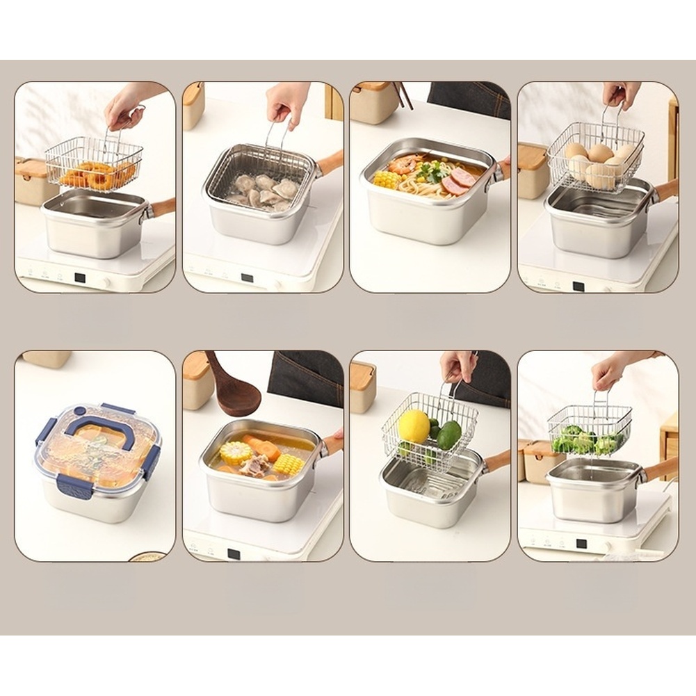 1 Set 316 Stainless Steel Squa - Camping Cooking Set Detachable Handle recension och pris