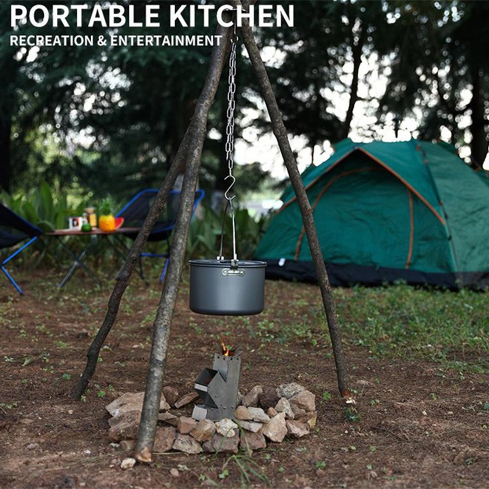 Stainless Steel Camping Tripod - Camping Cooking Pot Tripod recension och pris
