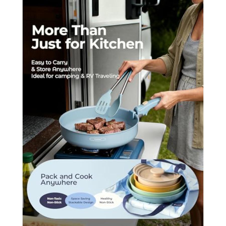 Ceramic Cookware Set, Detachab - Camping Cooking Set Detachable Handle recension och pris