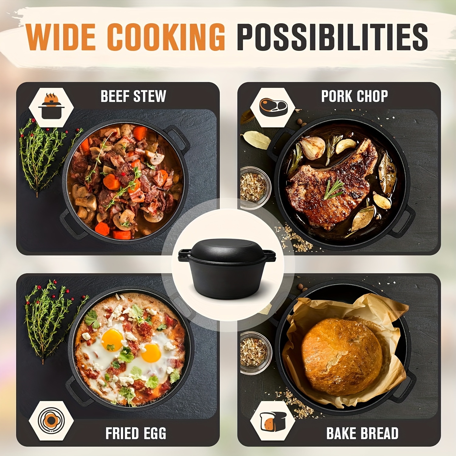 5 QT Cast Iron Dutch Oven Pot  - Camping Cooking Dutch Oven recension och pris