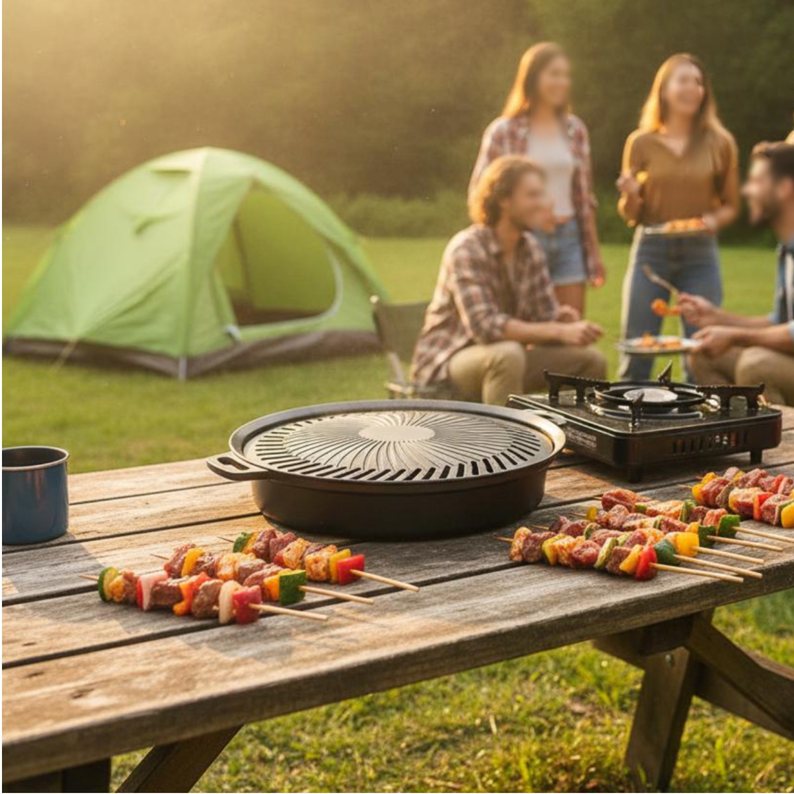 Korean BBQ Grill Pan Non-Stick - Camping Cooking Grill recension och pris