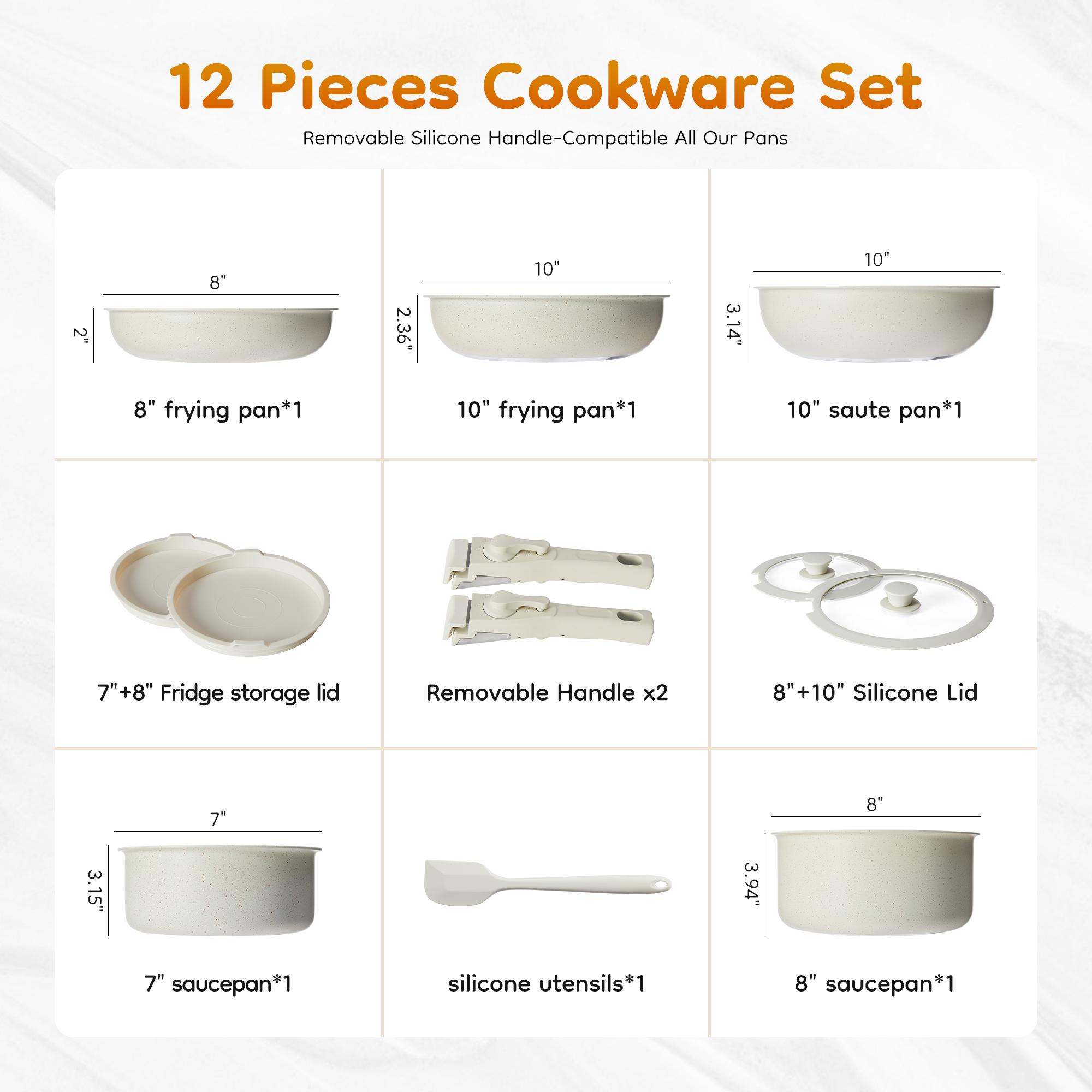 12Pcs Nonstick Pots and Pans S - Camping Cooking Set Detachable Handle recension och pris