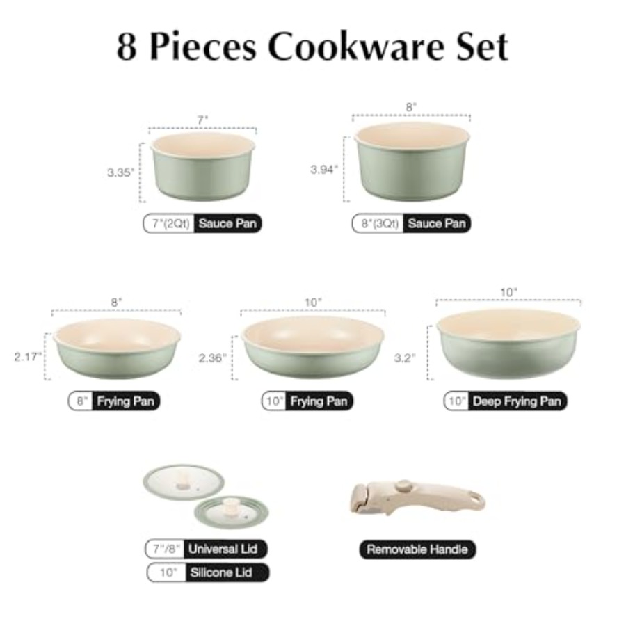 Ceramic Pots and Pans Set Non  - Camping Cooking Set Detachable Handle recension och pris