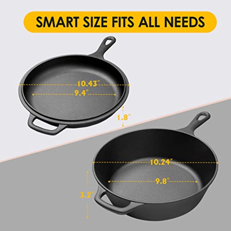 2-in-1 Pre-Seasoned Cast Iron  - Camping Cooking Dutch Oven recension och pris