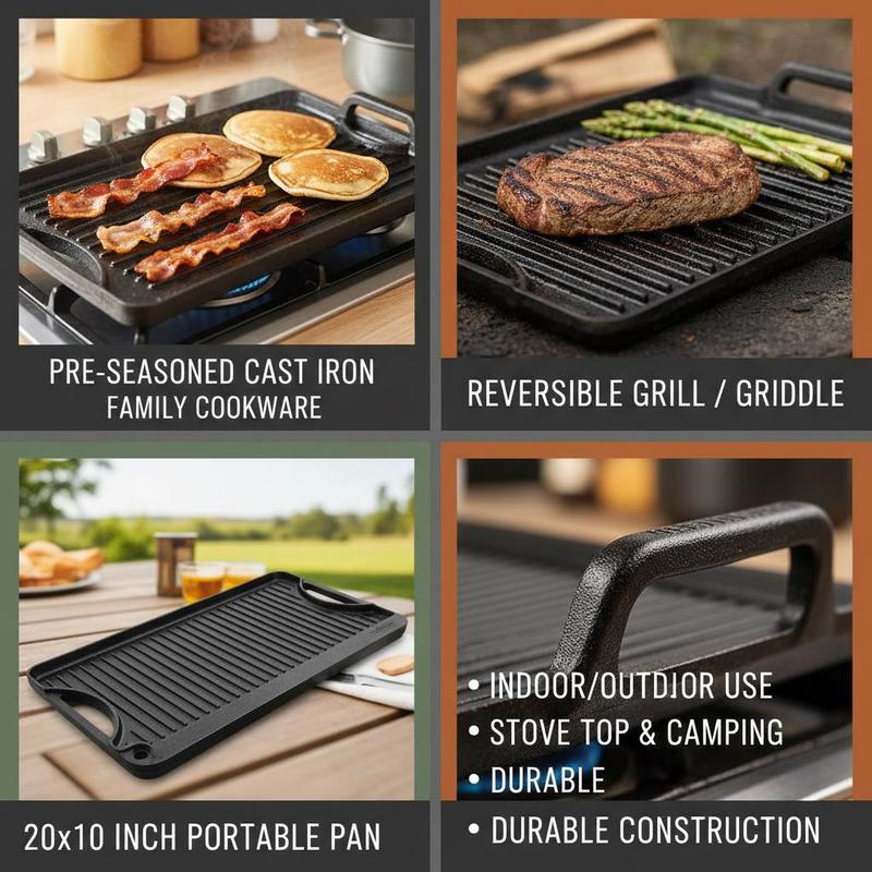 Pre-Seasoned Cast Iron Cooking - Camping Double Cooking Stove recension och pris