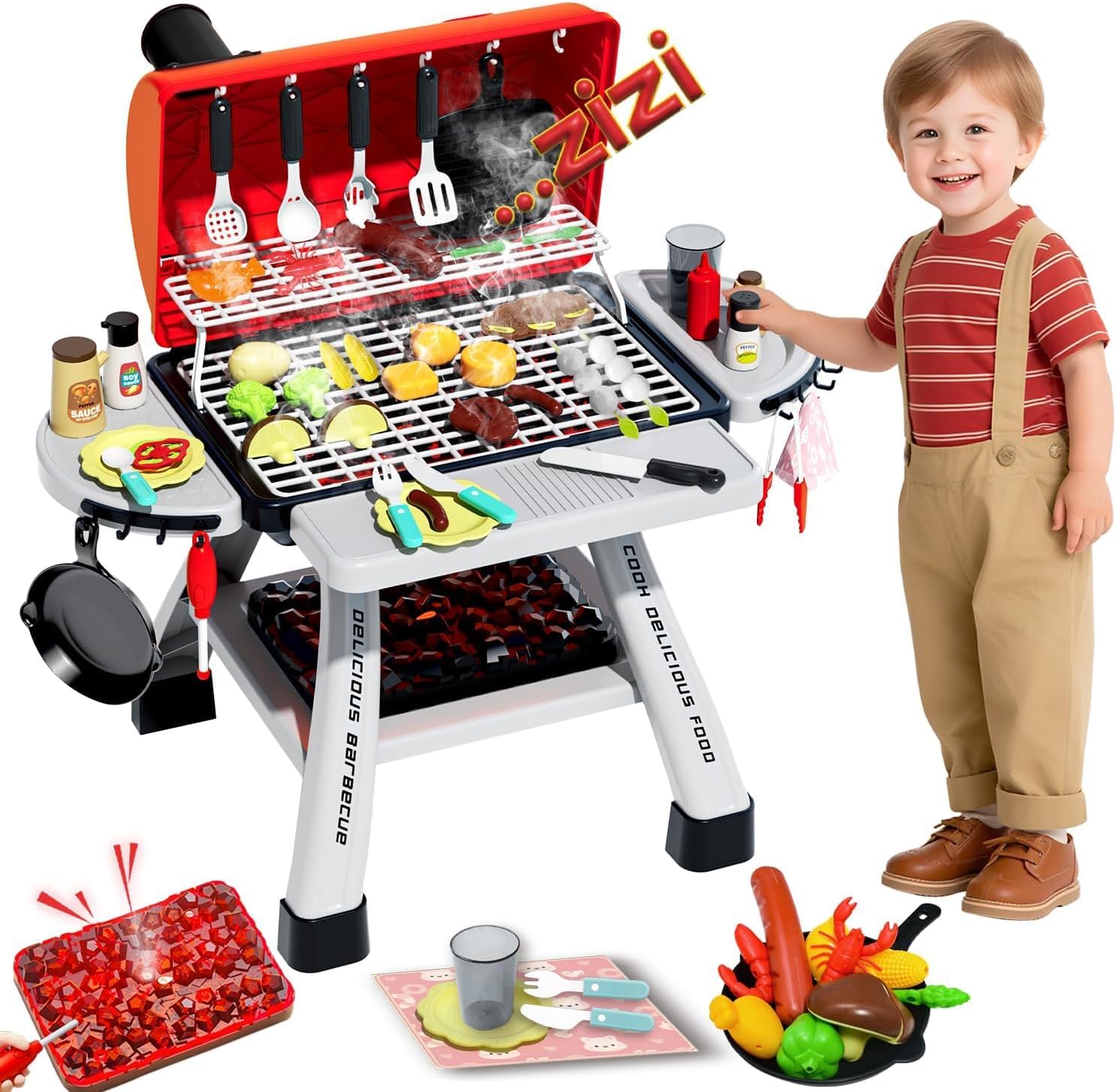 Kids BBQ Grill Playset Play Ki - Camping Cooking Kids recension och pris