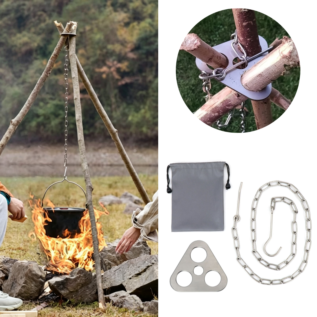 Adjustable Camping Tripod for  - Camping Cooking Pot Tripod recension och pris