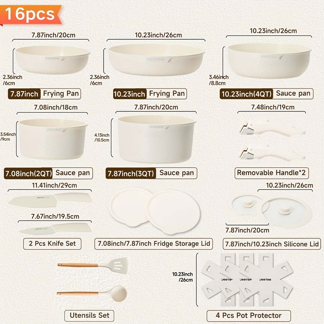 16/26pcs, Non-Stick Cookware S - Camping Cooking Set Detachable Handle recension och pris