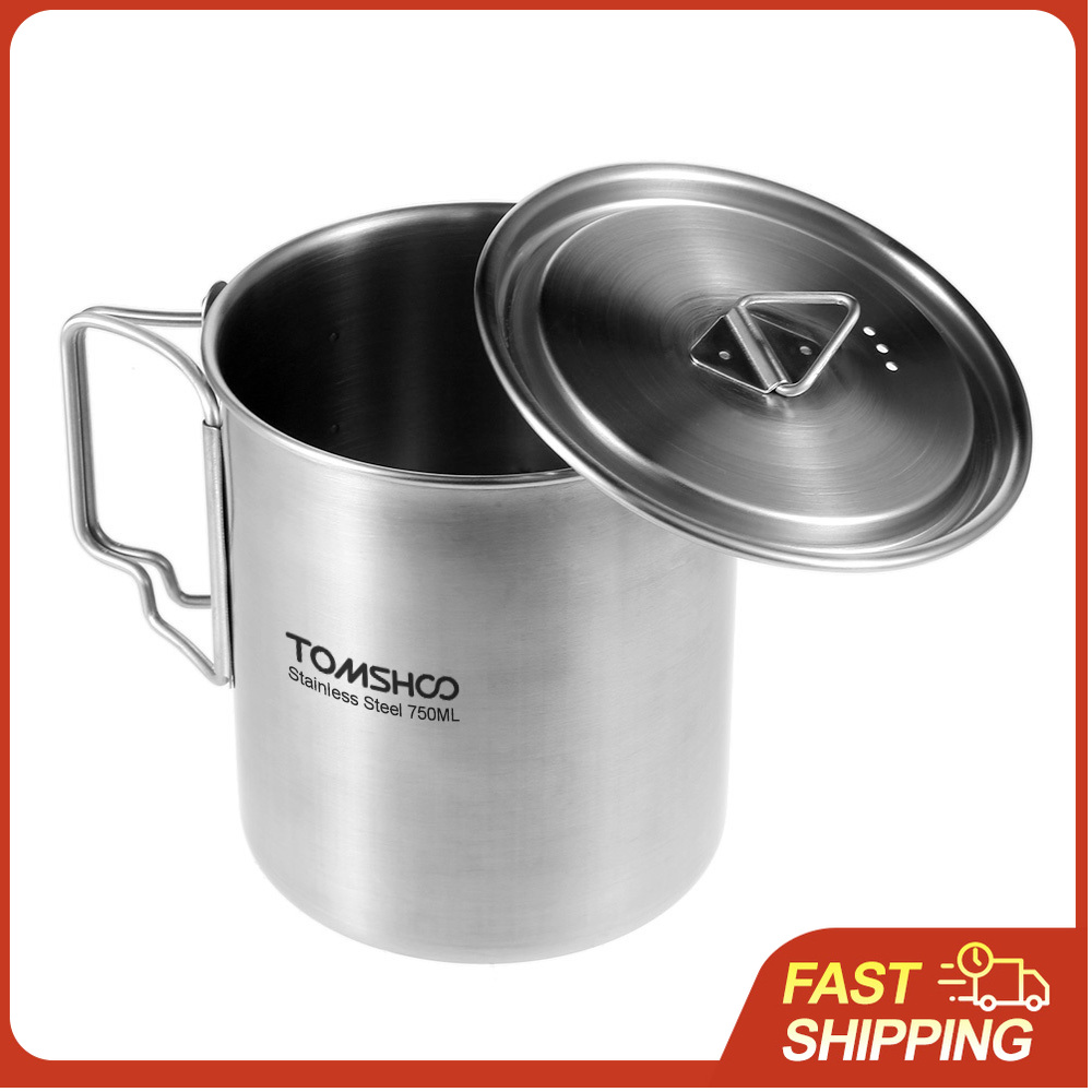 TOMSHOO 750ml Stainless Steel  - Camping Cooking Pot With Lid recension och pris