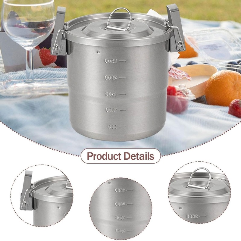 Camping Pot, 3L 304 Stainless  - Camping Cooking Pot Tripod recension och pris