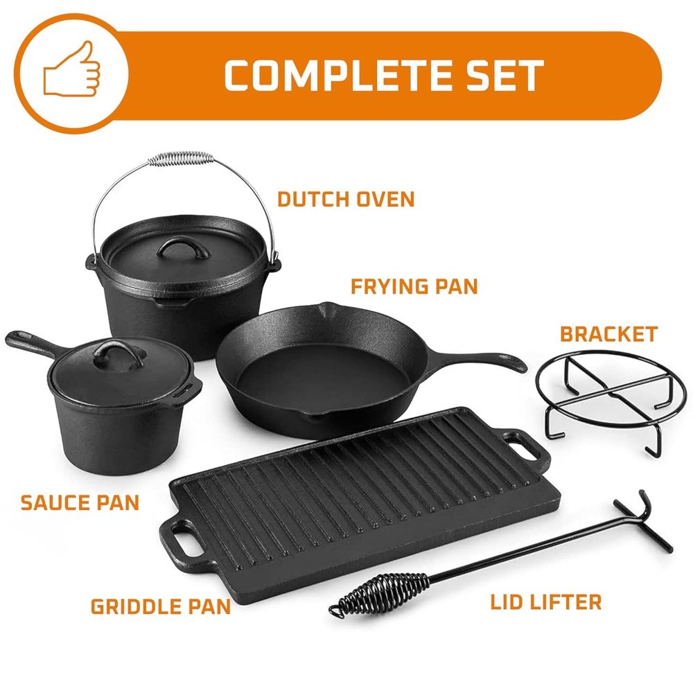 Camping Cook Set of 7 Pre-Seas - Camping Cooking Dutch Oven recension och pris