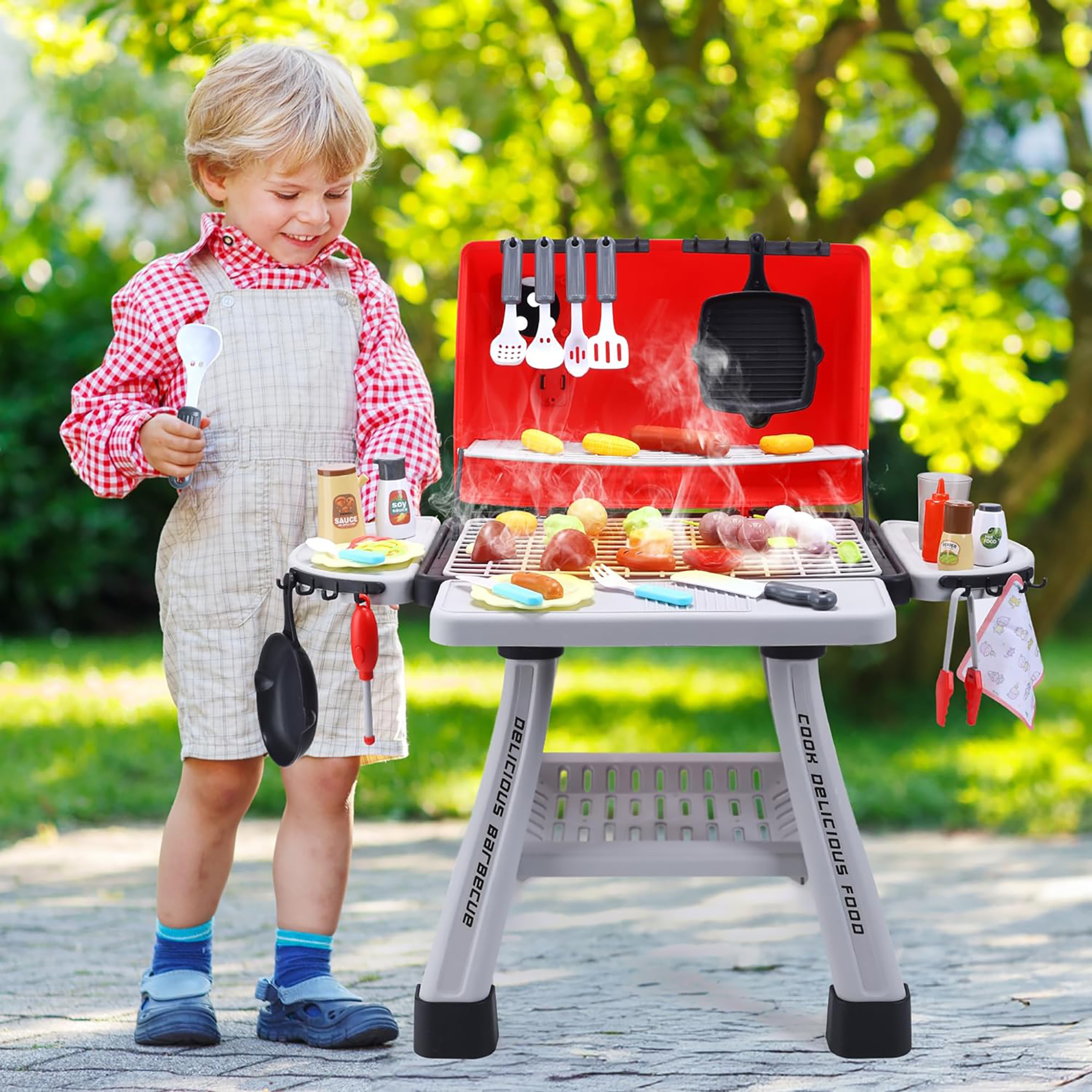 Kids BBQ Grill Playset Play Ki - Camping Cooking Kids recension och pris