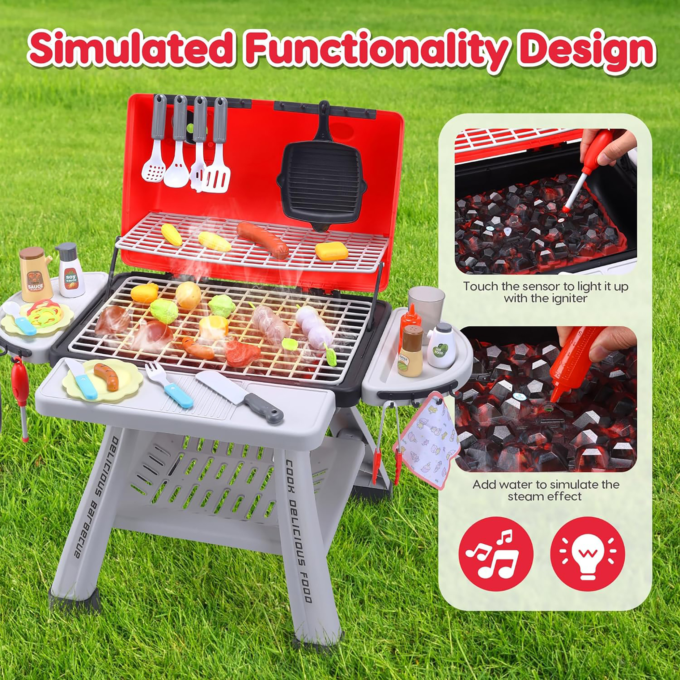 Kids BBQ Grill Playset Play Ki - Camping Cooking Kids recension och pris