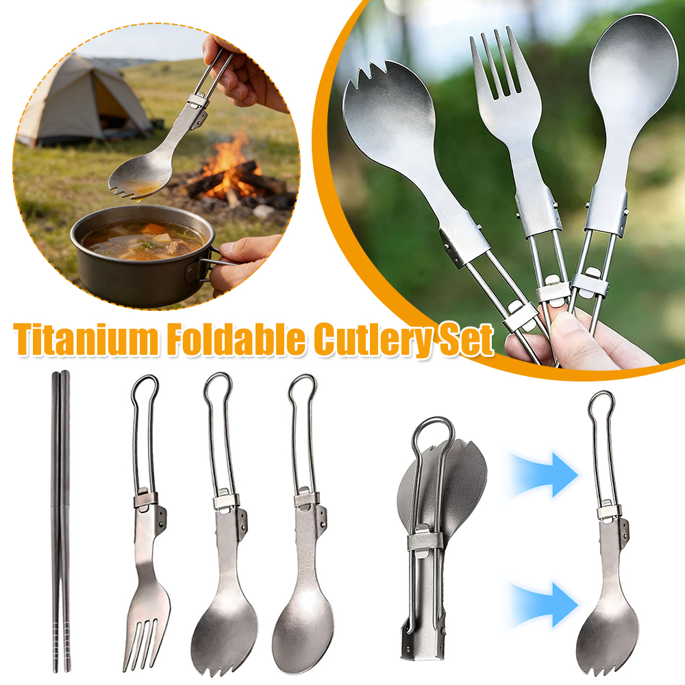 Titanium Foldable Cutlery Set  - Camp Spork Set recension och pris