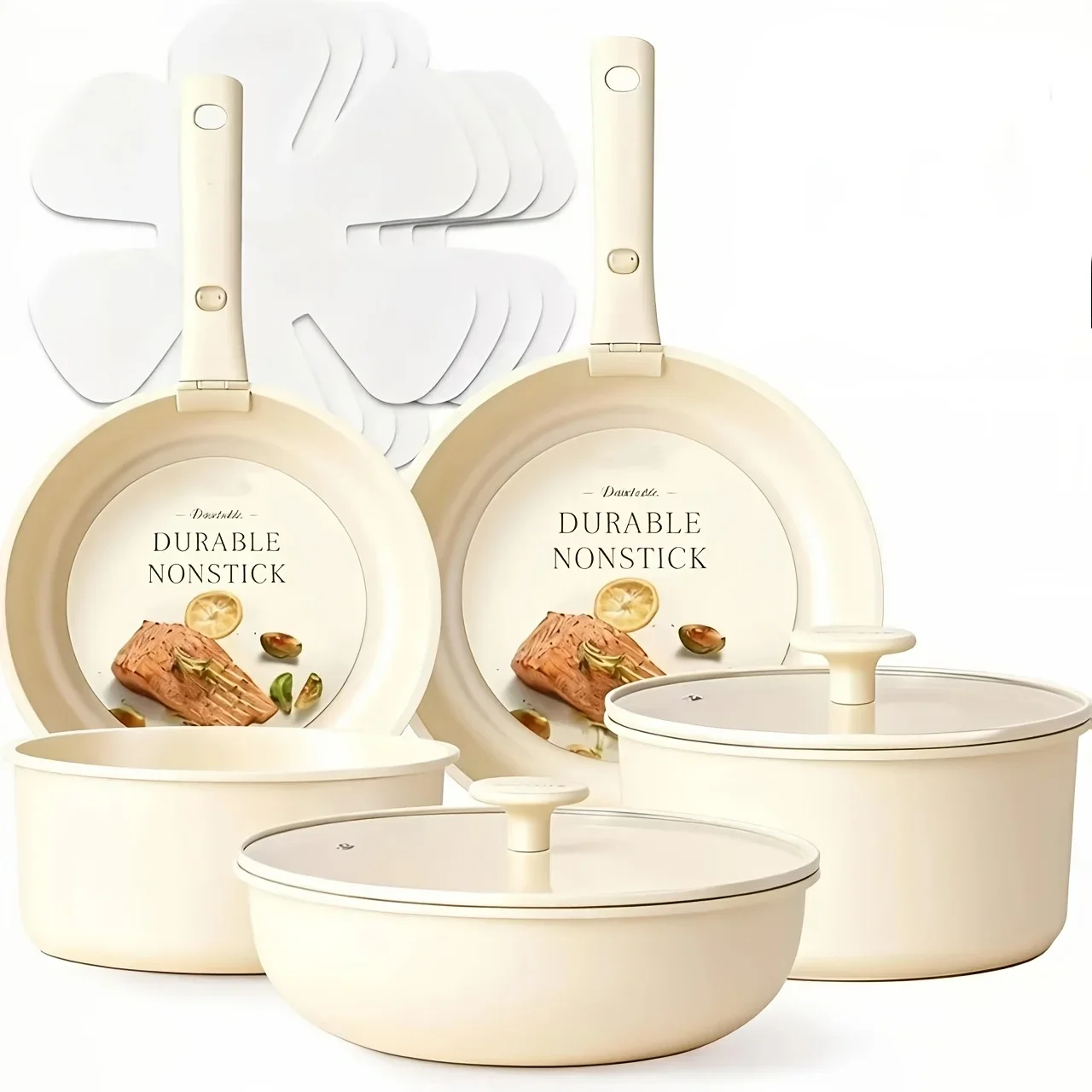 12pcs -in- Non-Stick Cookware  - Camping Cooking Set Detachable Handle recension och pris