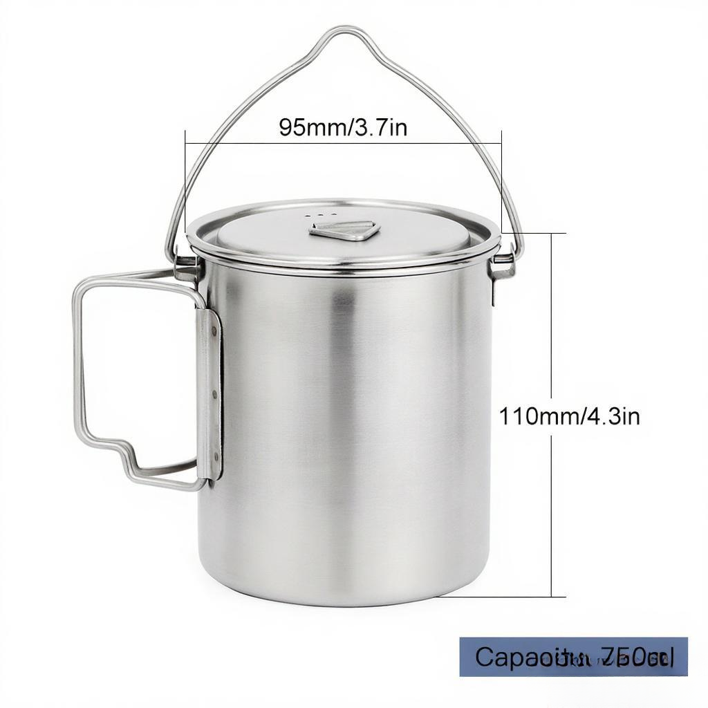 750ml Stainless Steel Pot Port - Camping Cooking Pot With Lid recension och pris