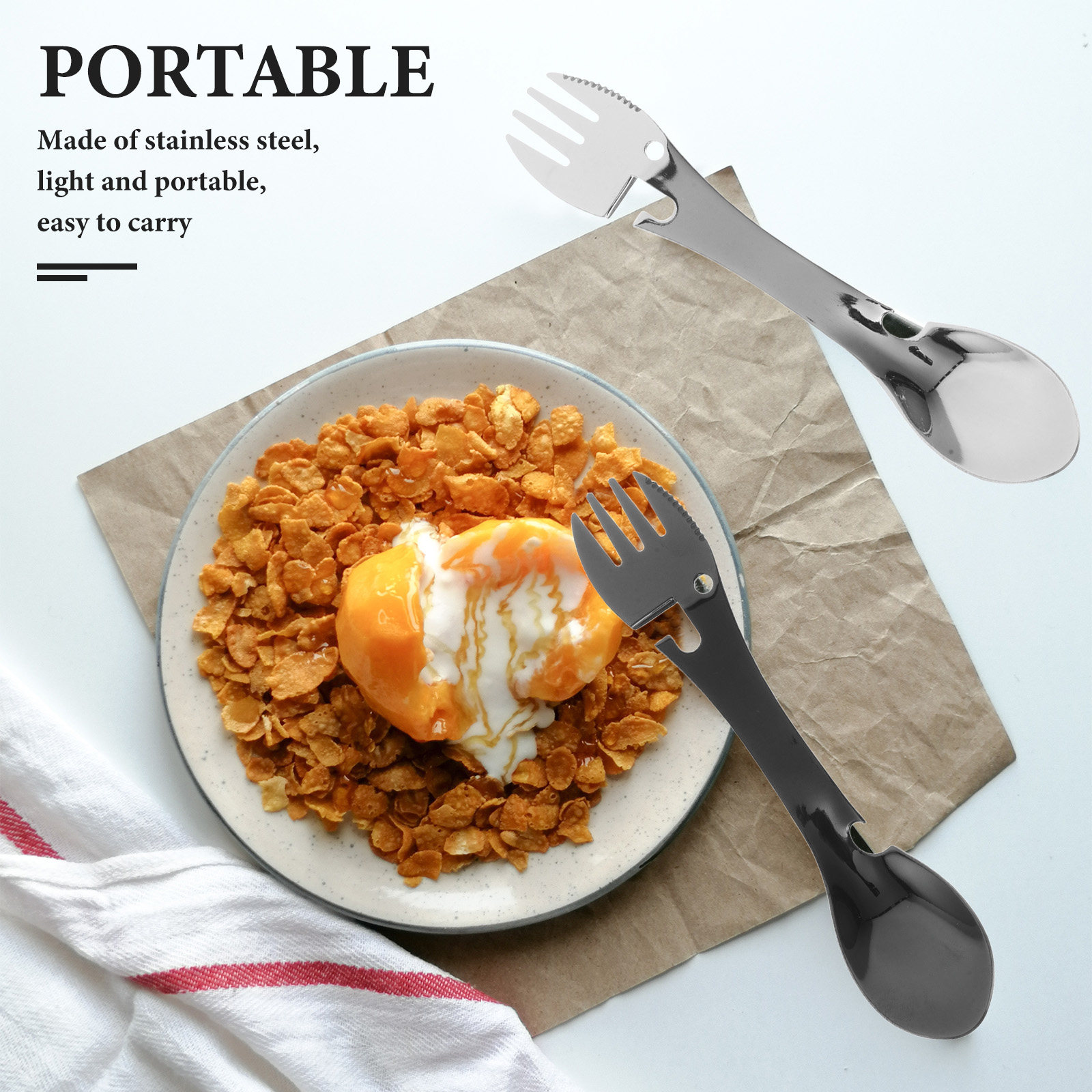 4Pcs Stainless Steel Multifunc - Camp Spork Set recension och pris