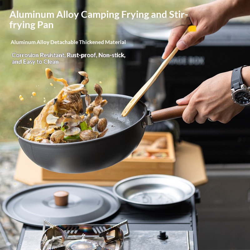 Outdoor Aluminum Alloy Wok Wit - Camping Cooking Set Detachable Handle recension och pris
