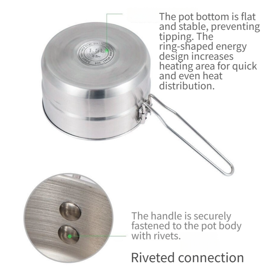 Stainless Steel Outdoor Pot wi - Camping Cooking Materials recension och pris