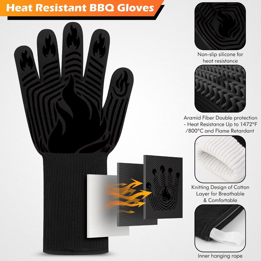 BBQ Gloves, 1472°F Heat Resist - Camping Cooking Grill recension och pris