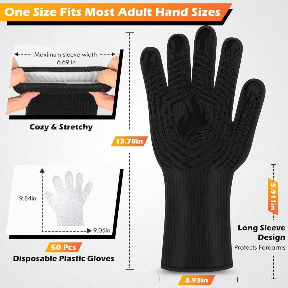 BBQ Gloves, 1472°F Heat Resist - Camping Cooking Grill recension och pris