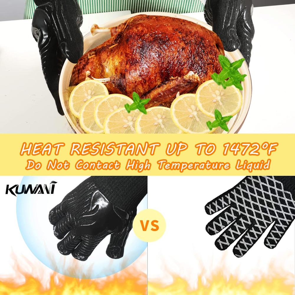 BBQ Gloves, 1472°F Heat Resist - Camping Cooking Grill recension och pris